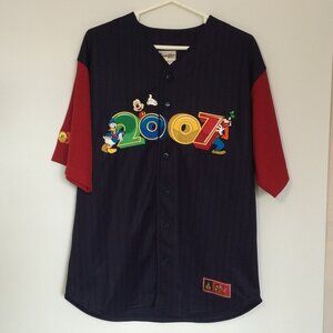 Walt Disney World Mens 2007 Baseball Jersey Small Blue Embroidery Short Sleeve